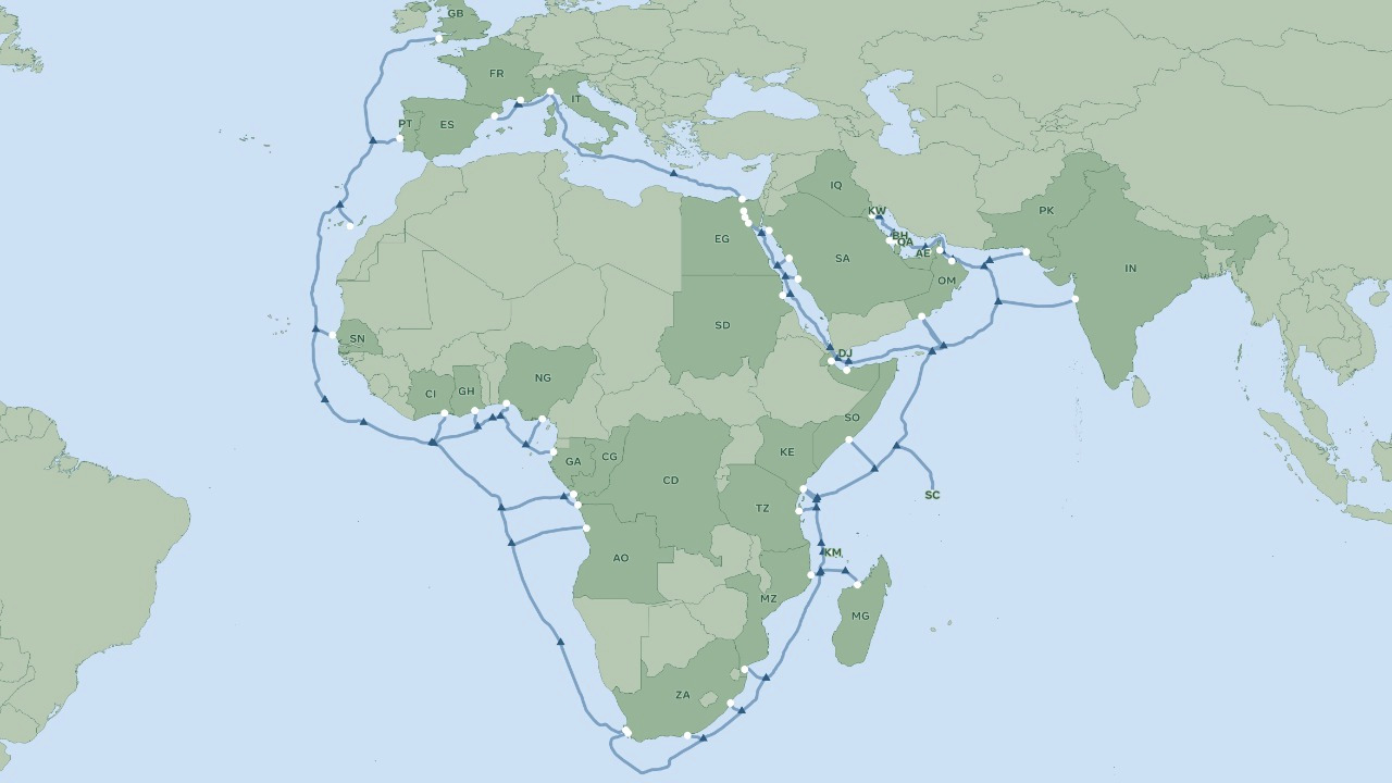 ليصبح أطول نظام كابل بحري في العالم مد الكابل البحري 2Africa إلى الخليج العربي والهند وباكستان